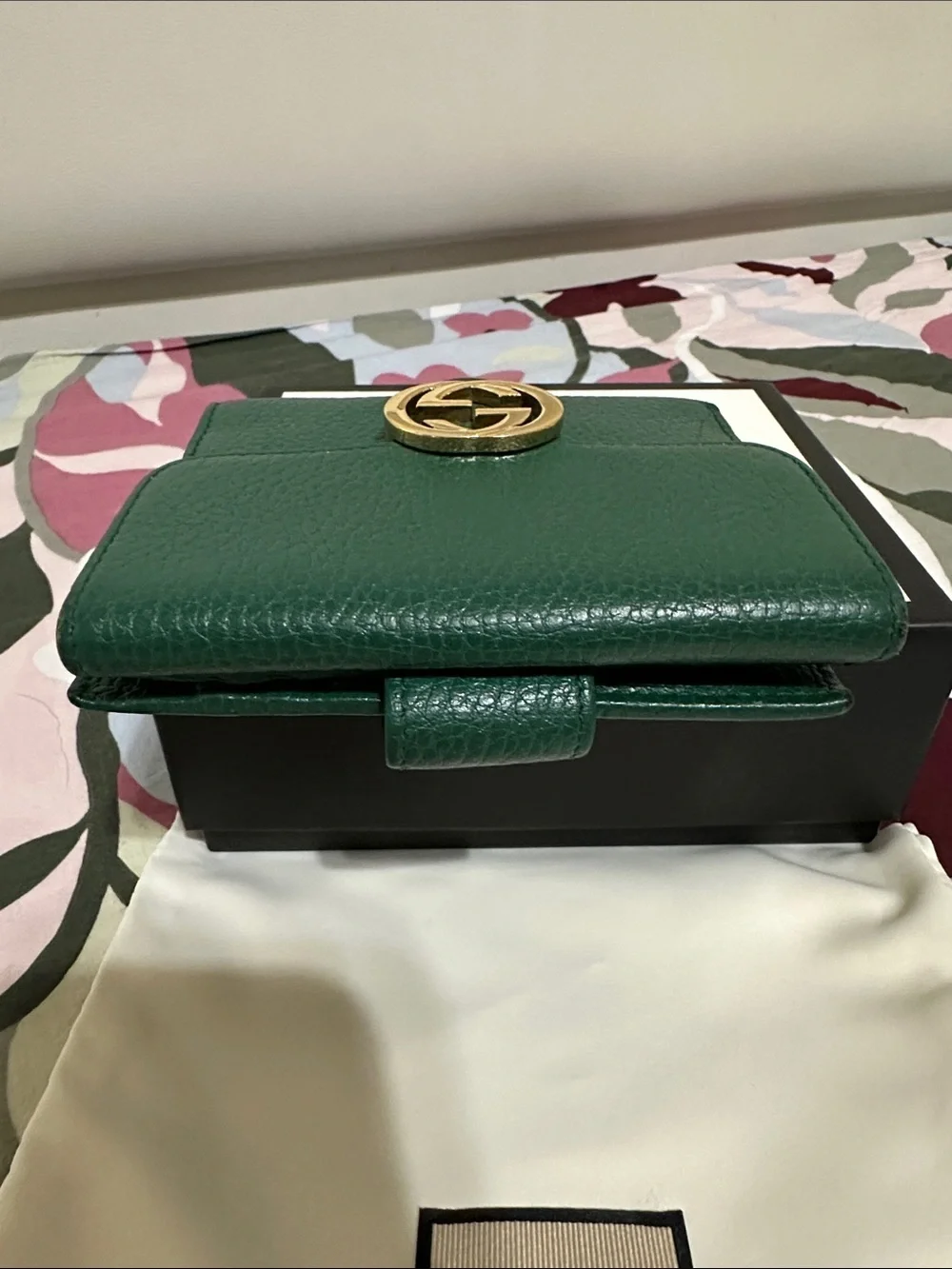 Gucci Green Pebbled Leather Wallet